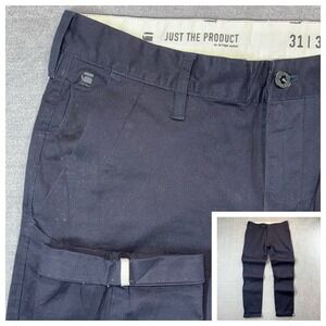 G-Star Raw Bronson Slim Chinos Men 31x32 Navy Blue Trousers Selvedge Style EUC